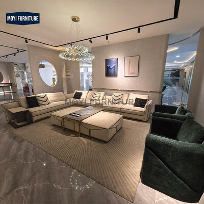MOYI Luxury Modern High Quality Leather Fabric Luxury Capri Simple Living Room Sofa Villa Living Room Furniture