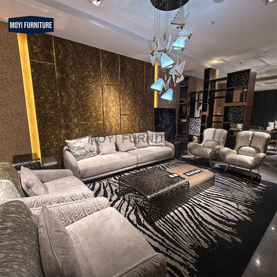 MOYI Leopard Print Luxury Fabric Sofa Set for Living Room Personalized Furniture for Apartment or Villa