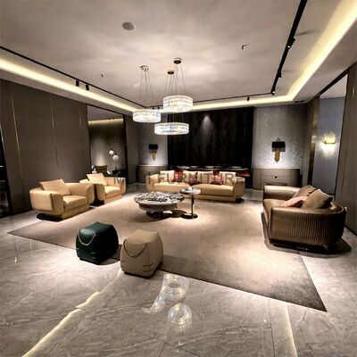 MOYI Custom Furniture Factory for Villas and Luxury Houses Leather Living Room Furniture Comfortable Chesterfield Sofas