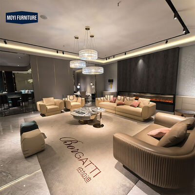 MOYI Custom Furniture Factory for Villas and Luxury Houses Leather Living Room Furniture Comfortable Chesterfield Sofas