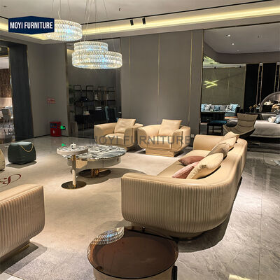 MOYI Custom Furniture Factory for Villas and Luxury Houses Leather Living Room Furniture Comfortable Chesterfield Sofas