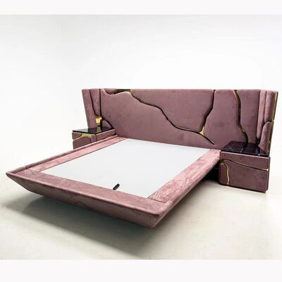 Modern Luxury Stainless Steel Home Furniture Queen Bed with Unique Design for Villa Master Bedroom