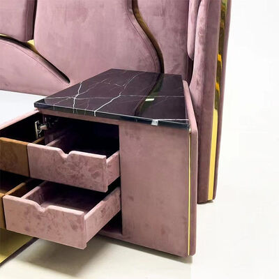 Modern Luxury Stainless Steel Home Furniture Queen Bed with Unique Design for Villa Master Bedroom