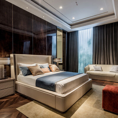 Luxury Italian Bedroom Set Furniture King Size Modern Italian Latest Double Bed Designer Furniture Set Leather Luxury Bed