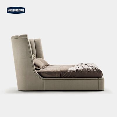 MOYI Italy Modern Style Microfiber Leather Bed Room king Size Furniture Big Velvet Head Boards Brown Diamond Double king Bed