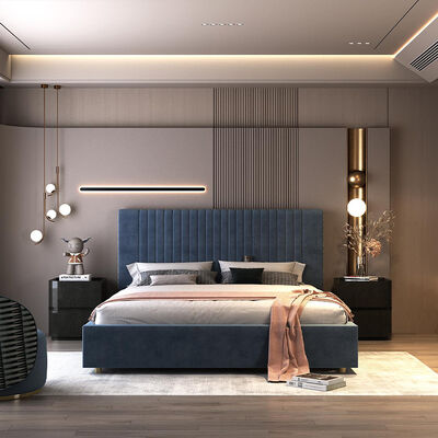 Italian Nordic Minimalist Solid Wood Bed Frame 1.8m Beige Soft Double King Size Master Bedroom Wedding Modern Style