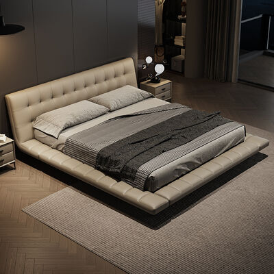 MOYI Leather Modern Double Design Wooden Queen Set Classic Luxury king Size Bed