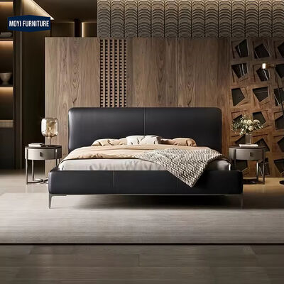 MOYI Furniture Bedroom Minimalist Modern Leather  Platform Luxury Super king Size Room Set Luxury Frame Queens Bed