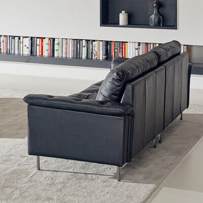 Modern Luxury 3-Seater Leather Sofa Armrest French Retro Style for Hotel Lobby Villa School Reception Sectional Furniture