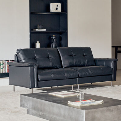 Modern Luxury 3-Seater Leather Sofa Armrest French Retro Style for Hotel Lobby Villa School Reception Sectional Furniture