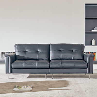 Modern Luxury 3-Seater Leather Sofa Armrest French Retro Style for Hotel Lobby Villa School Reception Sectional Furniture