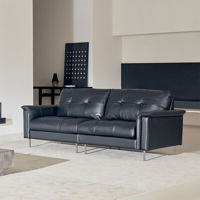 Modern Luxury 3-Seater Leather Sofa Armrest French Retro Style for Hotel Lobby Villa School Reception Sectional Furniture