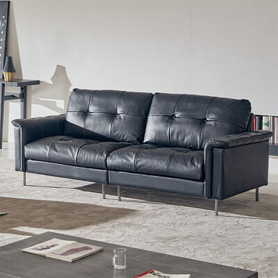 Modern Luxury 3-Seater Leather Sofa Armrest French Retro Style for Hotel Lobby Villa School Reception Sectional Furniture