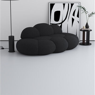 Nordic Minimalism Living Room Furniture Sofa Set Vacuum Compressed Floor Lounge Couch Black Lamb Boucle Fabric Cloud Sofa
