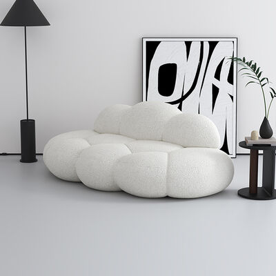 Nordic Minimalism Living Room Furniture Sofa Set Vacuum Compressed Floor Lounge Couch Black Lamb Boucle Fabric Cloud Sofa