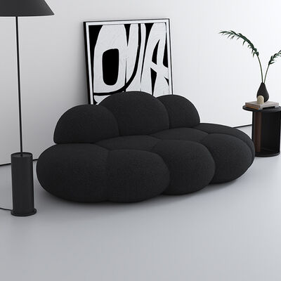 Nordic Minimalism Living Room Furniture Sofa Set Vacuum Compressed Floor Lounge Couch Black Lamb Boucle Fabric Cloud Sofa