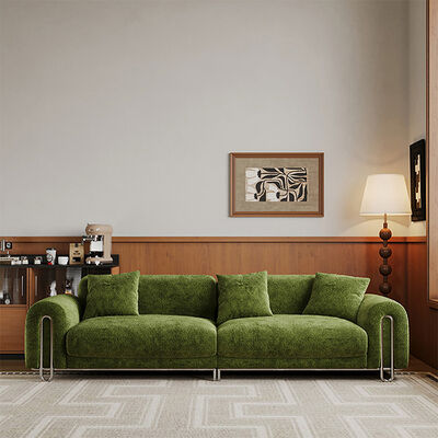 2025 Factory Sale French Minimalist Vintage Chenille Fabric Sofa Green Cream Breeze Living Room Creative Module Sofa Loveseat