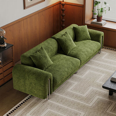 2025 Factory Sale French Minimalist Vintage Chenille Fabric Sofa Green Cream Breeze Living Room Creative Module Sofa Loveseat