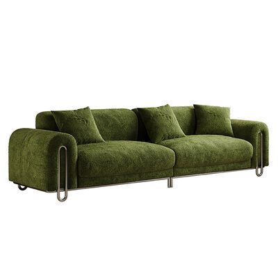 2025 Factory Sale French Minimalist Vintage Chenille Fabric Sofa Green Cream Breeze Living Room Creative Module Sofa Loveseat