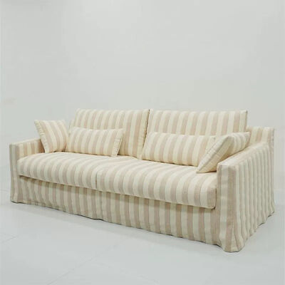Home Furniture Wabi Sabi Style 2-Seater Feather Down Sectional Sofa with Linen Fabric for Apartment Villa Use