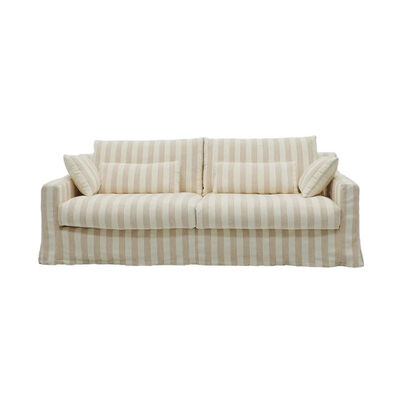 Home Furniture Wabi Sabi Style 2-Seater Feather Down Sectional Sofa with Linen Fabric for Apartment Villa Use