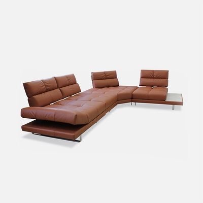 Italian All-leather Sofa Movable Modern Classic Corner Sofa Back Large Villa Luxury Leather Sofa