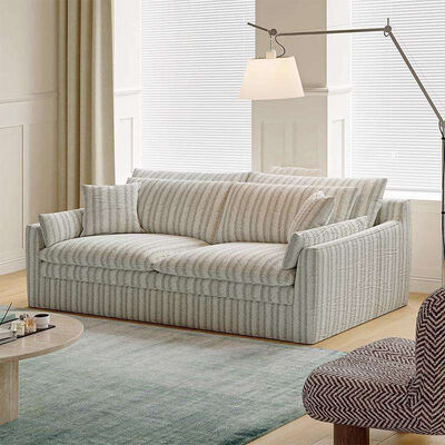 Fully Removable Wabi-Sabi Style French Cream Linen Cotton Fabric Hug Sofa Super Soft Sponge Filling Washable Straight Row Set
