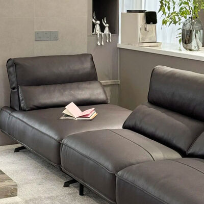 Italian-Style Minimalist Queen-Size Recliner Sofa Adjustable Headrest Full Genuine Leather 9659 Width Sectional Set Deep Sponge
