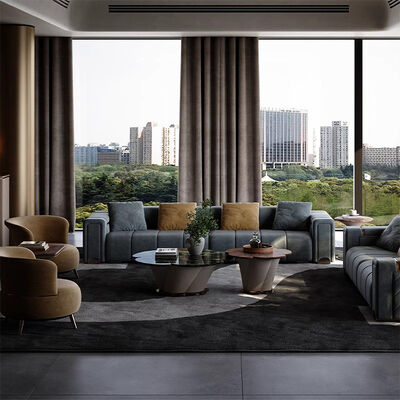 Home Luxury Italian Modern Design Furniture Sofa Set Luxury Sectional Couch 3 Seater Sofa High Quality Large Leather Wooden Case