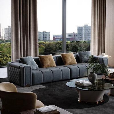 Home Luxury Italian Modern Design Furniture Sofa Set Luxury Sectional Couch 3 Seater Sofa High Quality Large Leather Wooden Case