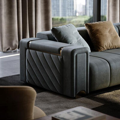 Home Luxury Italian Modern Design Furniture Sofa Set Luxury Sectional Couch 3 Seater Sofa High Quality Large Leather Wooden Case