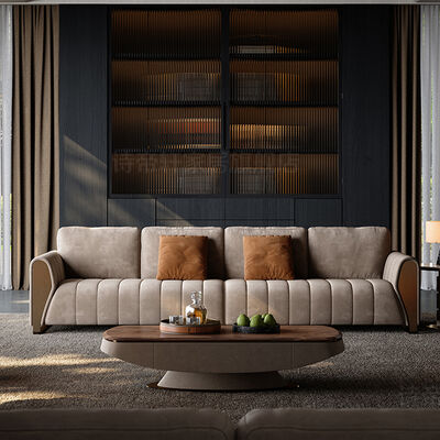 Italian Leather Light Luxury Sofa Set Modern Designer Simple Curved New Import for Villa Living Room Sponge Filling Material