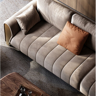 Italian Leather Light Luxury Sofa Set Modern Designer Simple Curved New Import for Villa Living Room Sponge Filling Material