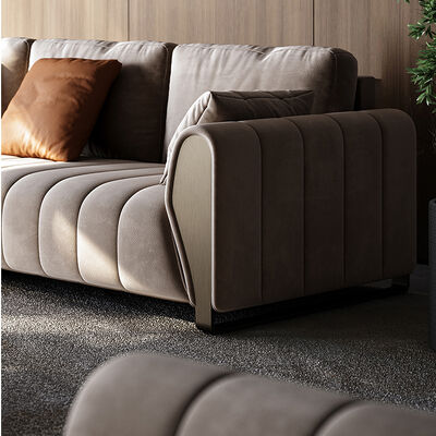 Italian Leather Light Luxury Sofa Set Modern Designer Simple Curved New Import for Villa Living Room Sponge Filling Material