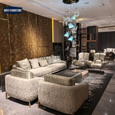 New Design Microfiber Fabric Leather Sofa Home Furniture House Sofa Set Luxury Living Room With Brass Legs