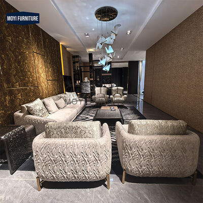 New Design Microfiber Fabric Leather Sofa Home Furniture House Sofa Set Luxury Living Room With Brass Legs