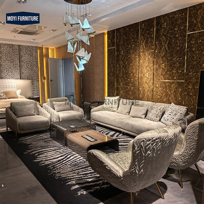 New Design Microfiber Fabric Leather Sofa Home Furniture House Sofa Set Luxury Living Room With Brass Legs