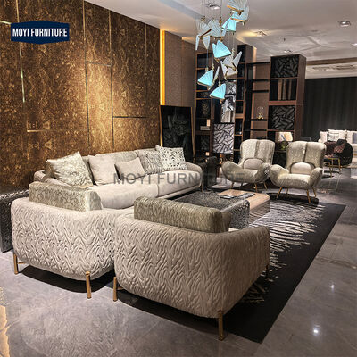 New Design Microfiber Fabric Leather Sofa Home Furniture House Sofa Set Luxury Living Room With Brass Legs