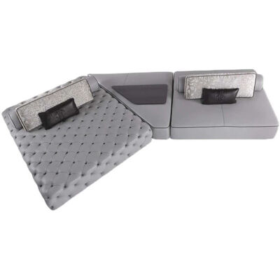 Luxurious Grey Upholstered Modular Sofa, Stylish Home Decor