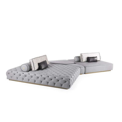 Luxurious Grey Upholstered Modular Sofa, Stylish Home Decor