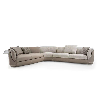 Italian Luxury Leather Sectional Sofa Couch High-End Manufacturers' Modular L-Shape Tufted Features Hotels Villas Living Room