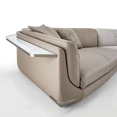 Italian Luxury Leather Sectional Sofa Couch High-End Manufacturers' Modular L-Shape Tufted Features Hotels Villas Living Room