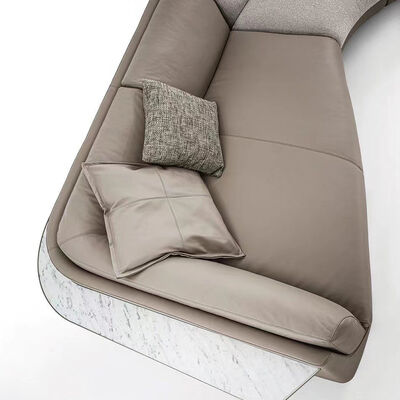 Italian Luxury Leather Sectional Sofa Couch High-End Manufacturers' Modular L-Shape Tufted Features Hotels Villas Living Room