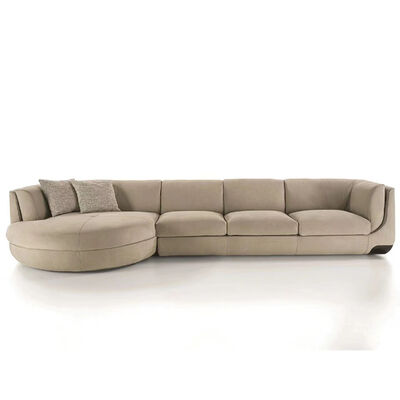 Italian Luxury Leather Sectional Sofa Couch High-End Manufacturers' Modular L-Shape Tufted Features Hotels Villas Living Room