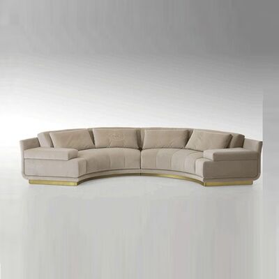 Latest Popular Modern Designs Living Room Metal Base White Fabric Sofa Velvet Couch Lobby Curved Sofas