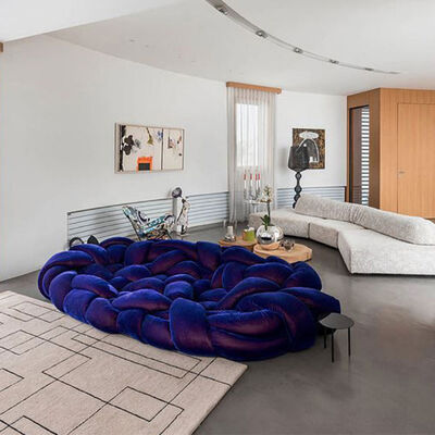 Italy's Unique Creative Design Three-seat Twist Sofa Light Luxury, Soft Fabric, Casual and Fun Legless Sofa