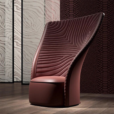 WISEMAX FURNITURE Modern Living Furniture High Back Leisure Lounge Chair Wing Back Accent Leather Armless Chair for Villa Hotel