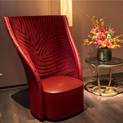WISEMAX FURNITURE Modern Living Furniture High Back Leisure Lounge Chair Wing Back Accent Leather Armless Chair for Villa Hotel