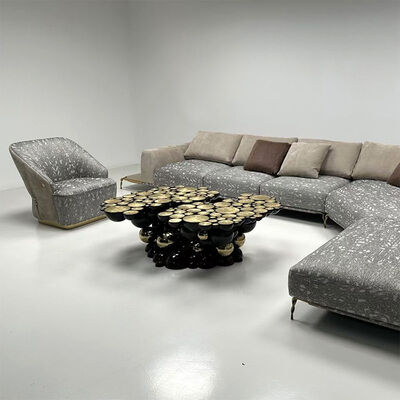 Modern Luxury Leopard Black Leather Sectional Sofa Set One Sexy Lady Seat for Bedroom Furniture