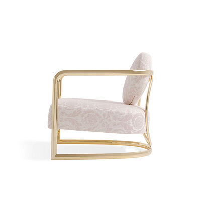Luxury Italian Style Living Room Chairs Fabric Velvet Modern Gold Stainless Armchairs Comfortable Home Accent Leisure Hotel